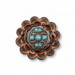 Antique Silver Turquoise and Feather Western Concho W251