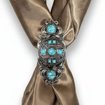 Antique Silver Turquoise and Feather Western Concho W251