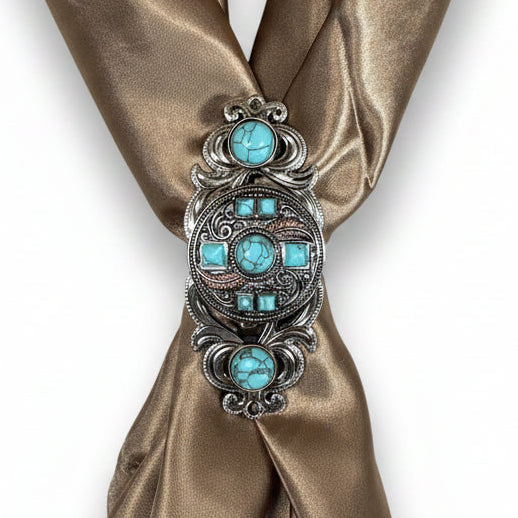 Antique Silver Turquoise and Feather Western Concho W251