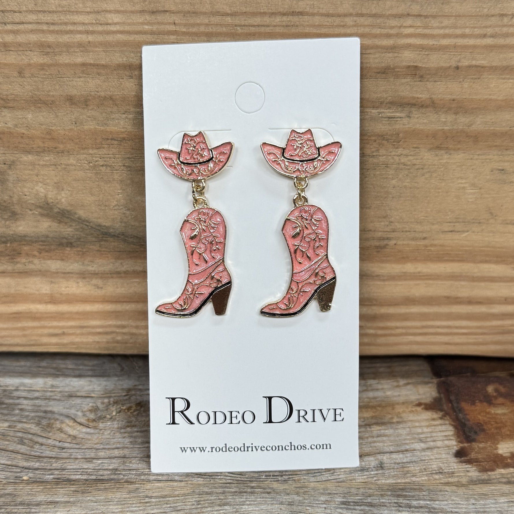 Pink Cowgirl Hat & Boot Dangle Earrings