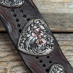 Antique Silver and Copper Heart Leather Bracelet LB109