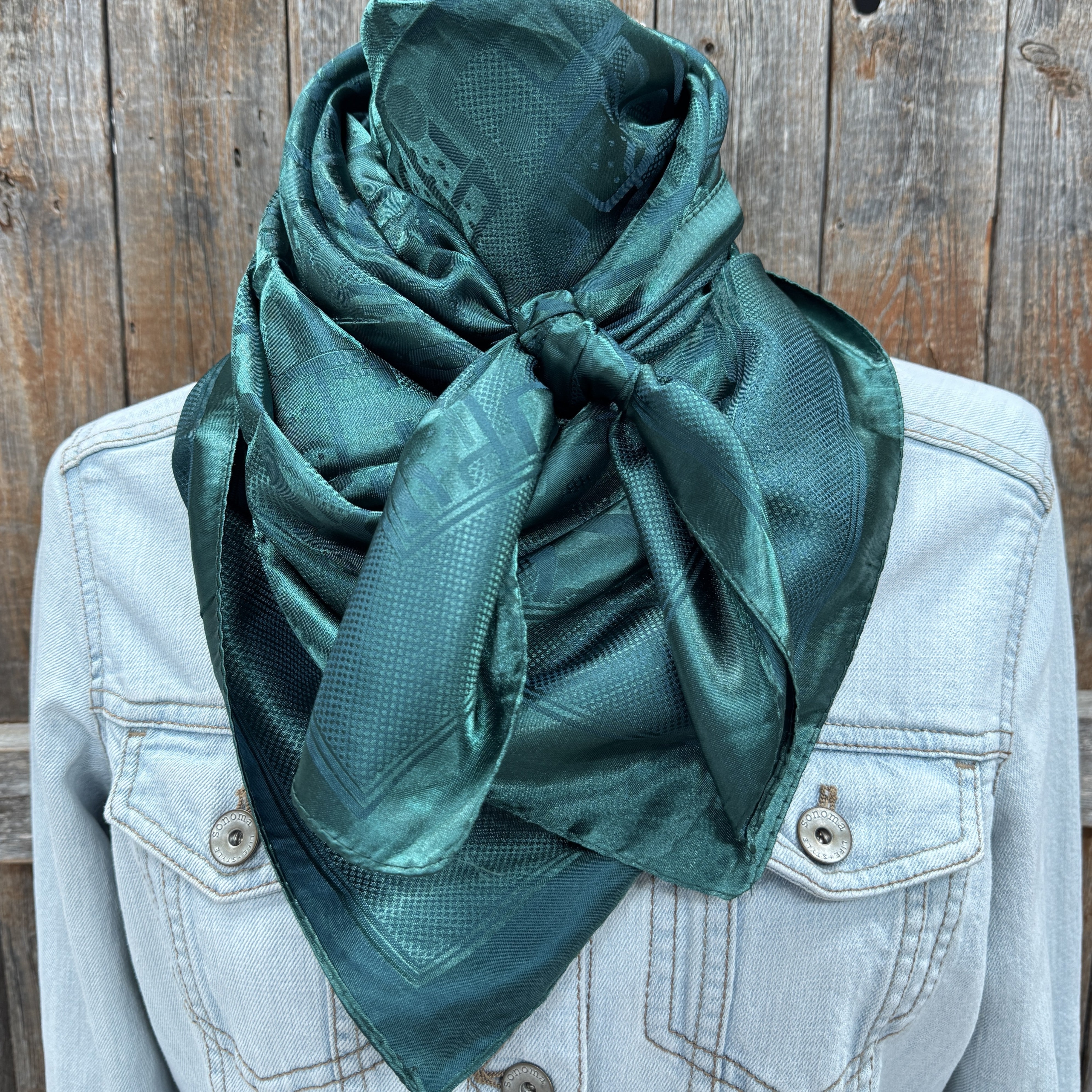 35X35" Emerald Jacquard Wild Rag / Scarf WR4048