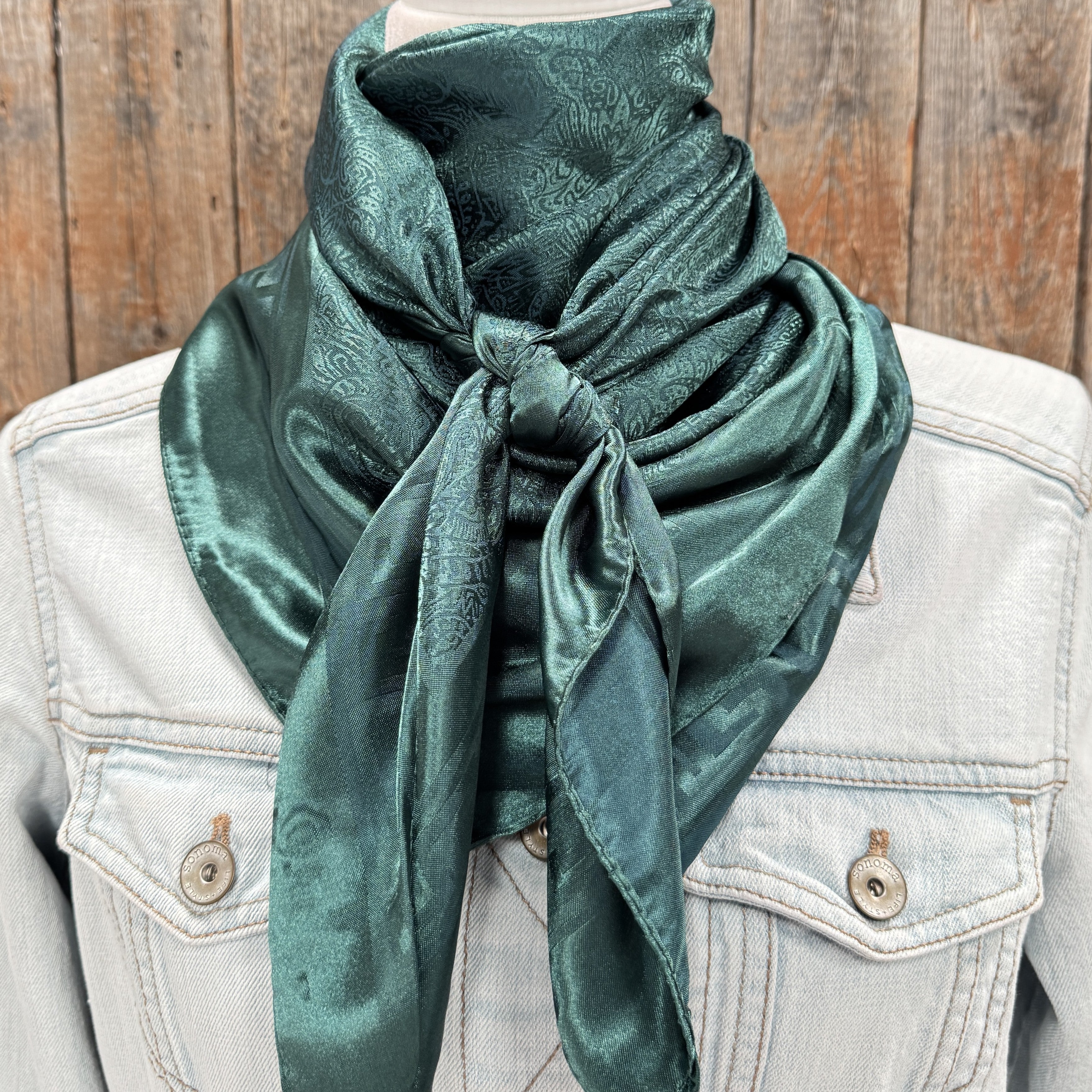 35X35" Emerald Jacquard Wild Rag / Scarf WR4023