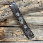 Antique Silver and Turquoise Leather Bracelet LB117