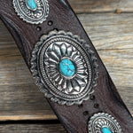 Antique Silver and Turquoise Leather Bracelet LB117