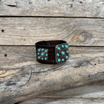 Antique Silver and Copper Turquoise Square Leather Bracelet LB118