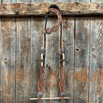 Floral Teal Dot Western Floral Browband/One Ear Headstall & Breastcollar Tack Set #BBBC593