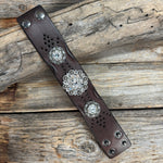 Antique Silver Clear Leather Bracelet LB119