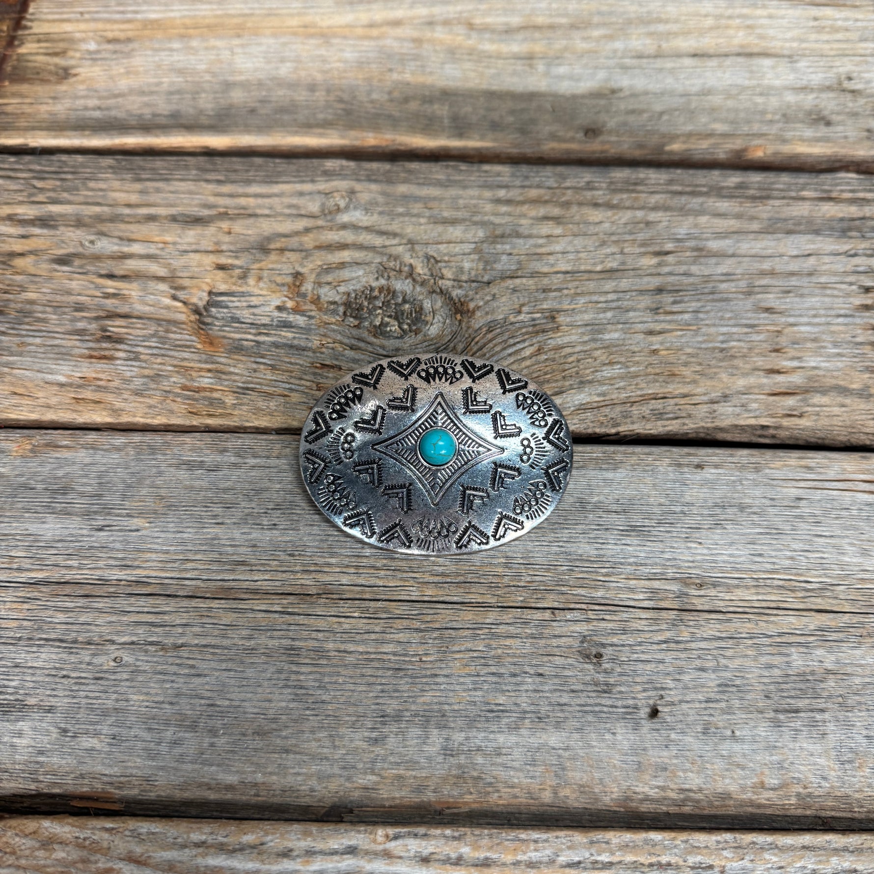 Western Turquoise Concho Style Hair Barrette