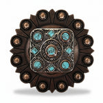 Antique Silver and Copper Square Turquoise Western Conchos W243