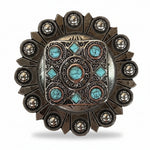 Antique Silver and Copper Square Turquoise Western Conchos W243