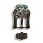 Antique Silver and Copper Square Turquoise Western Conchos W243