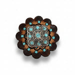 Antique Silver and Copper Square Turquoise Western Conchos W243