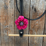 Black Basketweave Pink and Purple Browband/One Ear Tack Set  #BBBC407