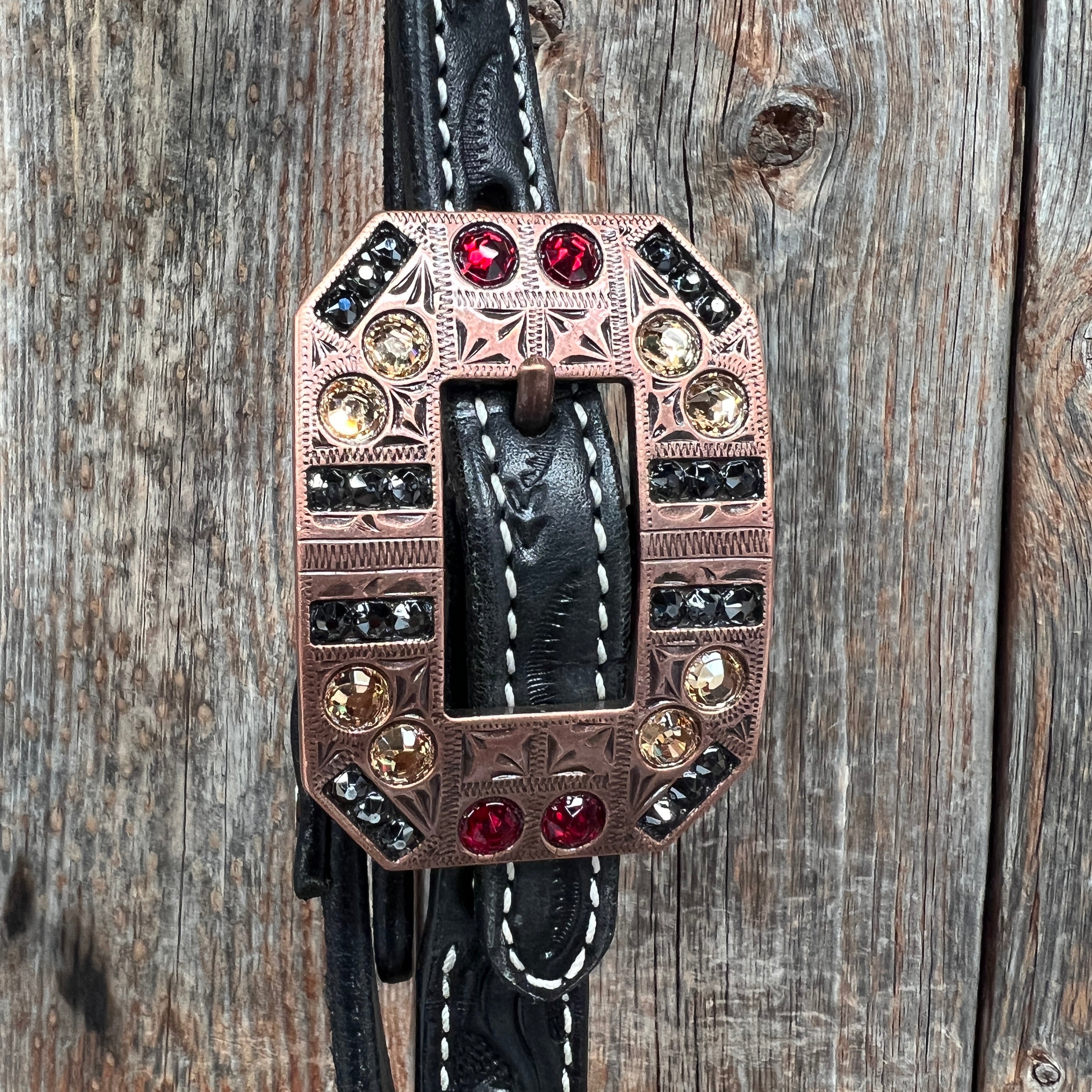 Black Floral Ruby - Champagne Browband / Breastcollar Tack Set  #BBBC607