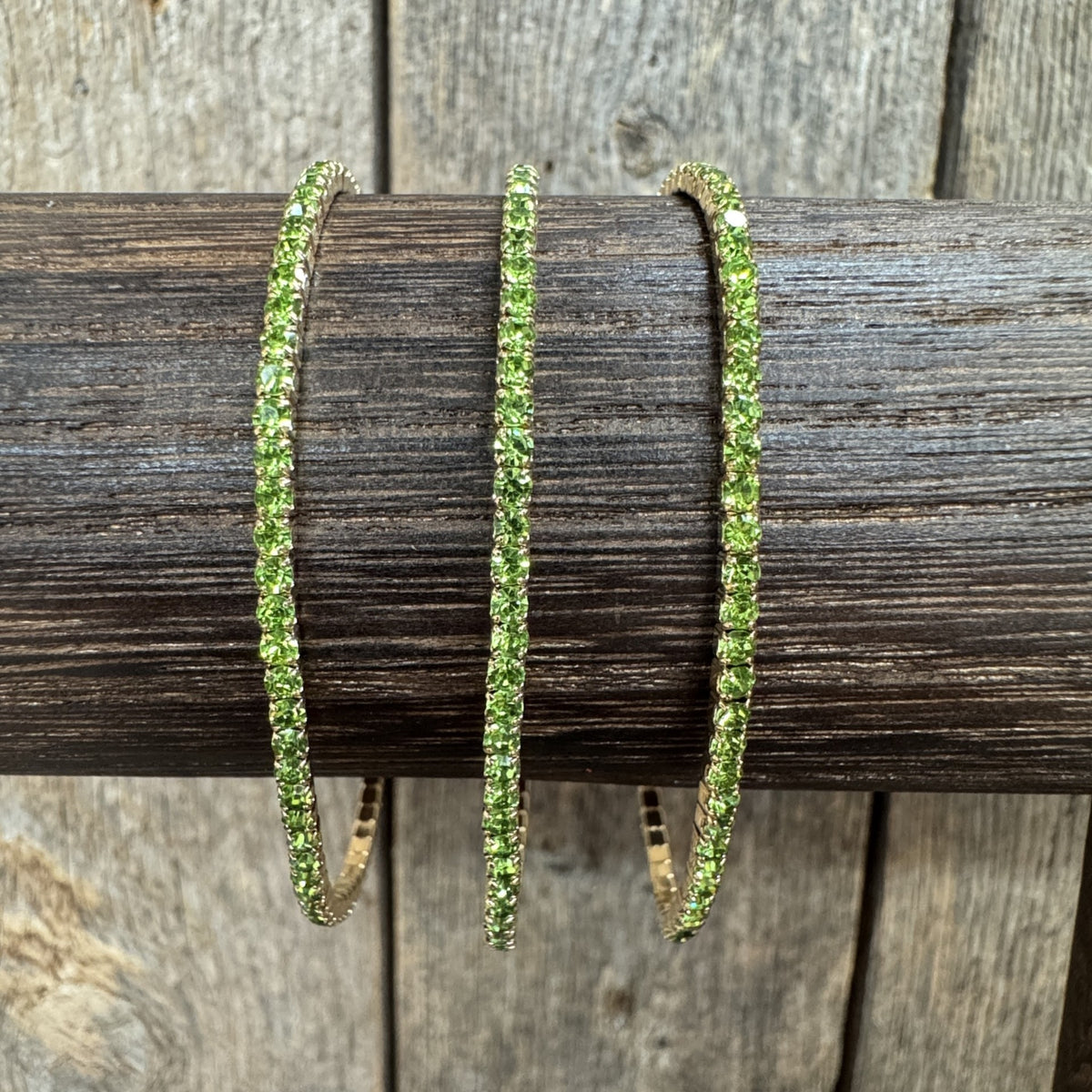 Lime Rhinestone Western Fashion Bracelet 3 pcs Set