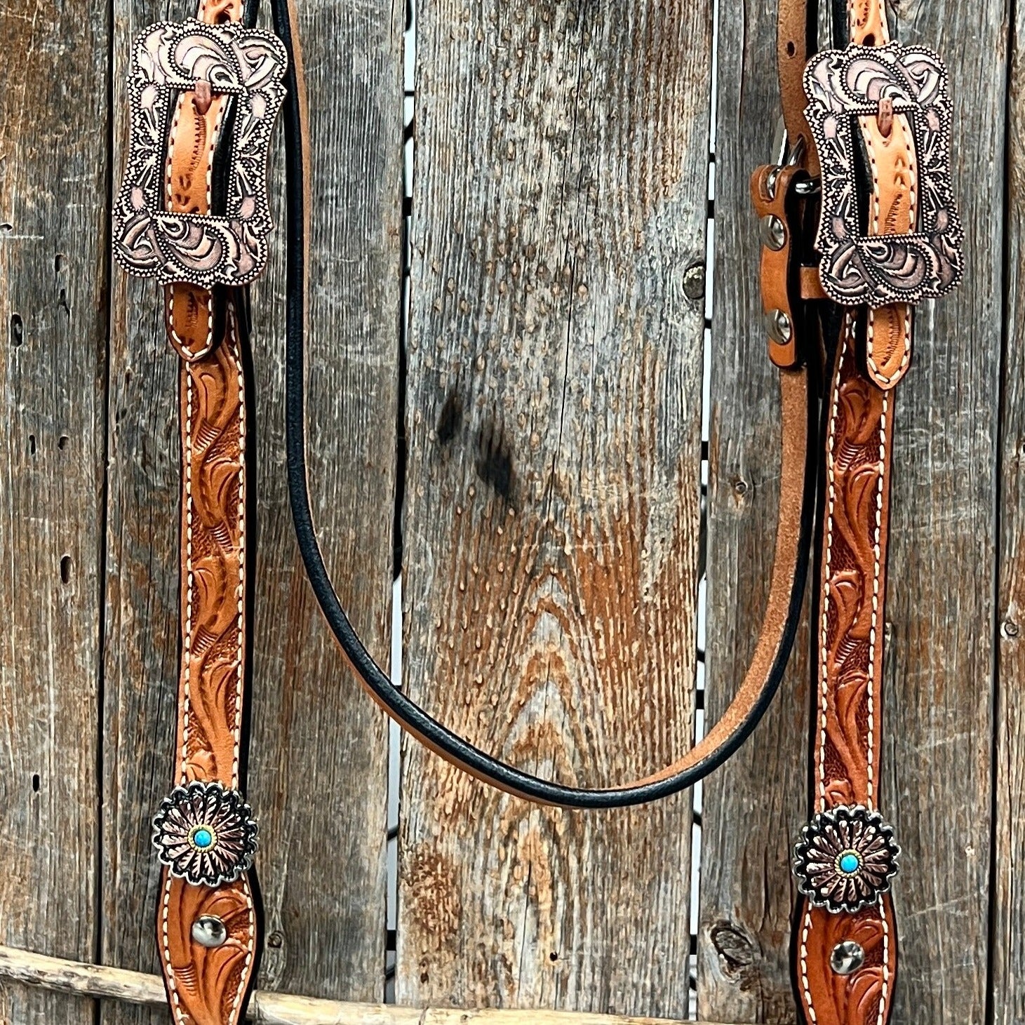 Light Oil Floral Western Flower Browband / Breastcollar Tack Set  #BBBC603