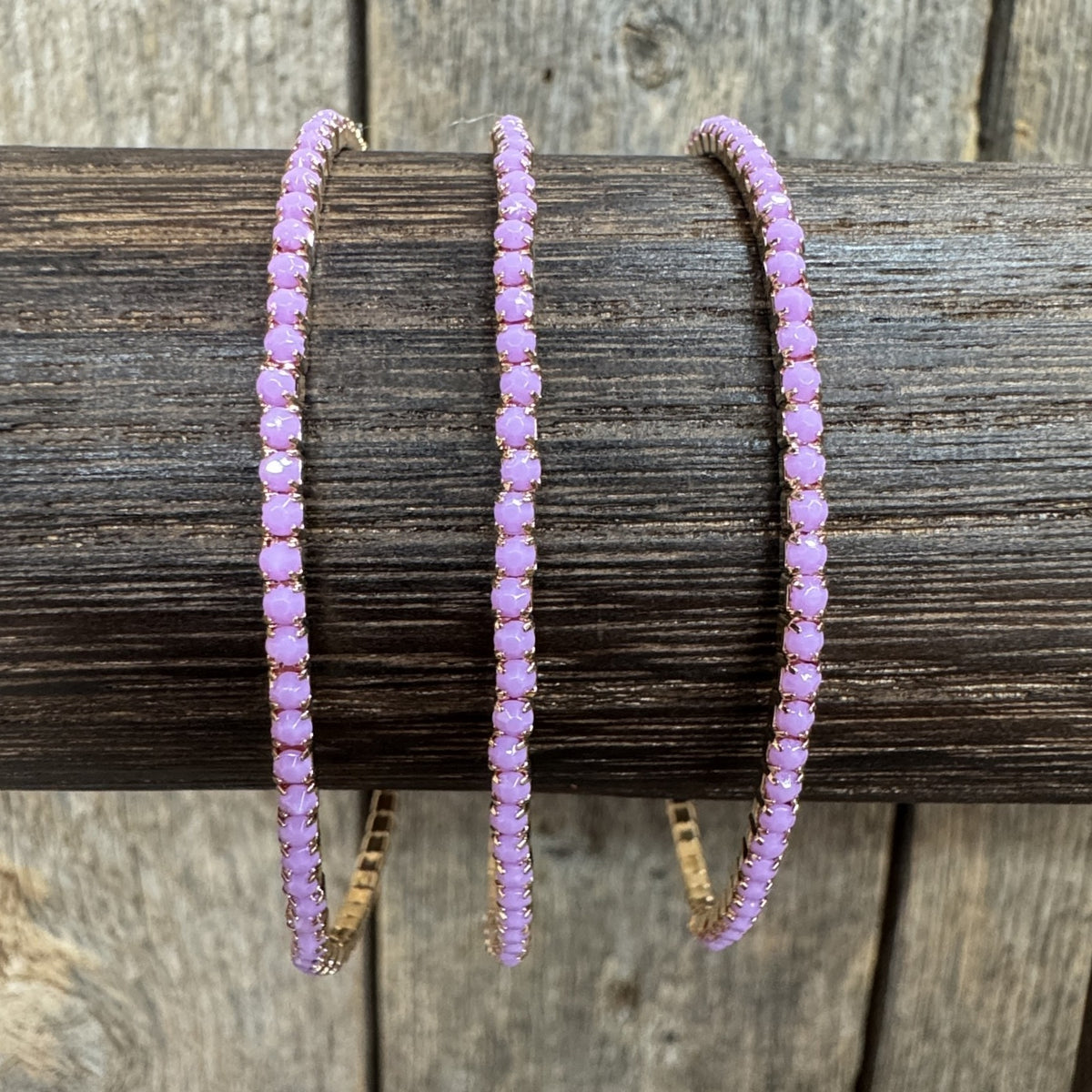 Matte Purple Rhinestone Western Fashion Bracelet 3 pcs Set
