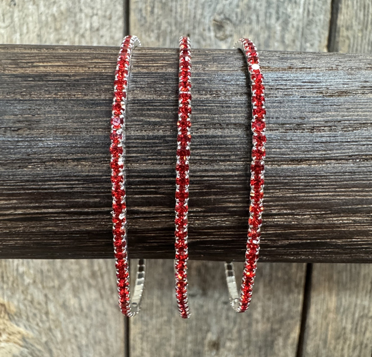 Red Rhinestone Western Fashion Bracelet 3 pcs Set
