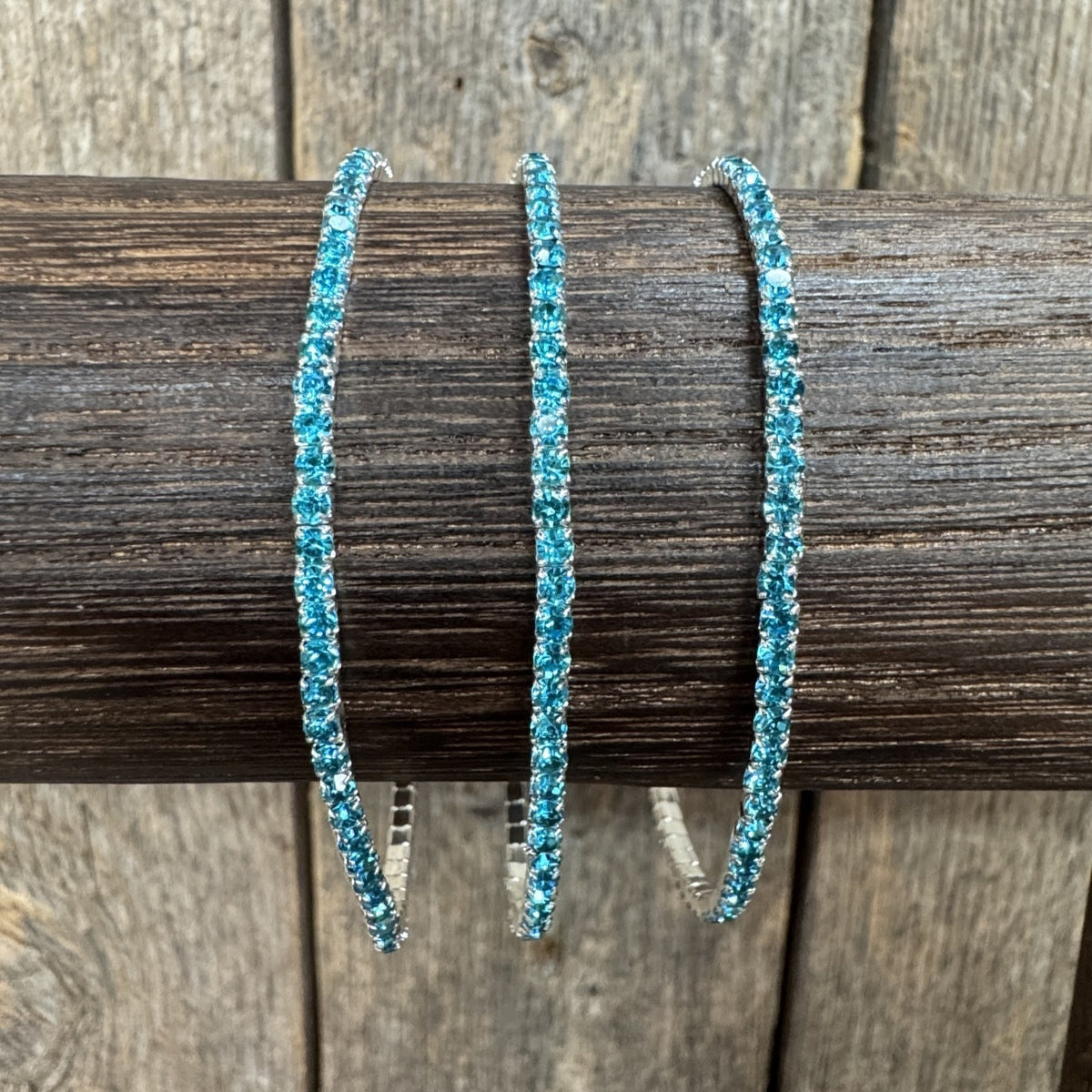 Aqua Rhinestone Western Fashion Bracelet 3 pcs Set