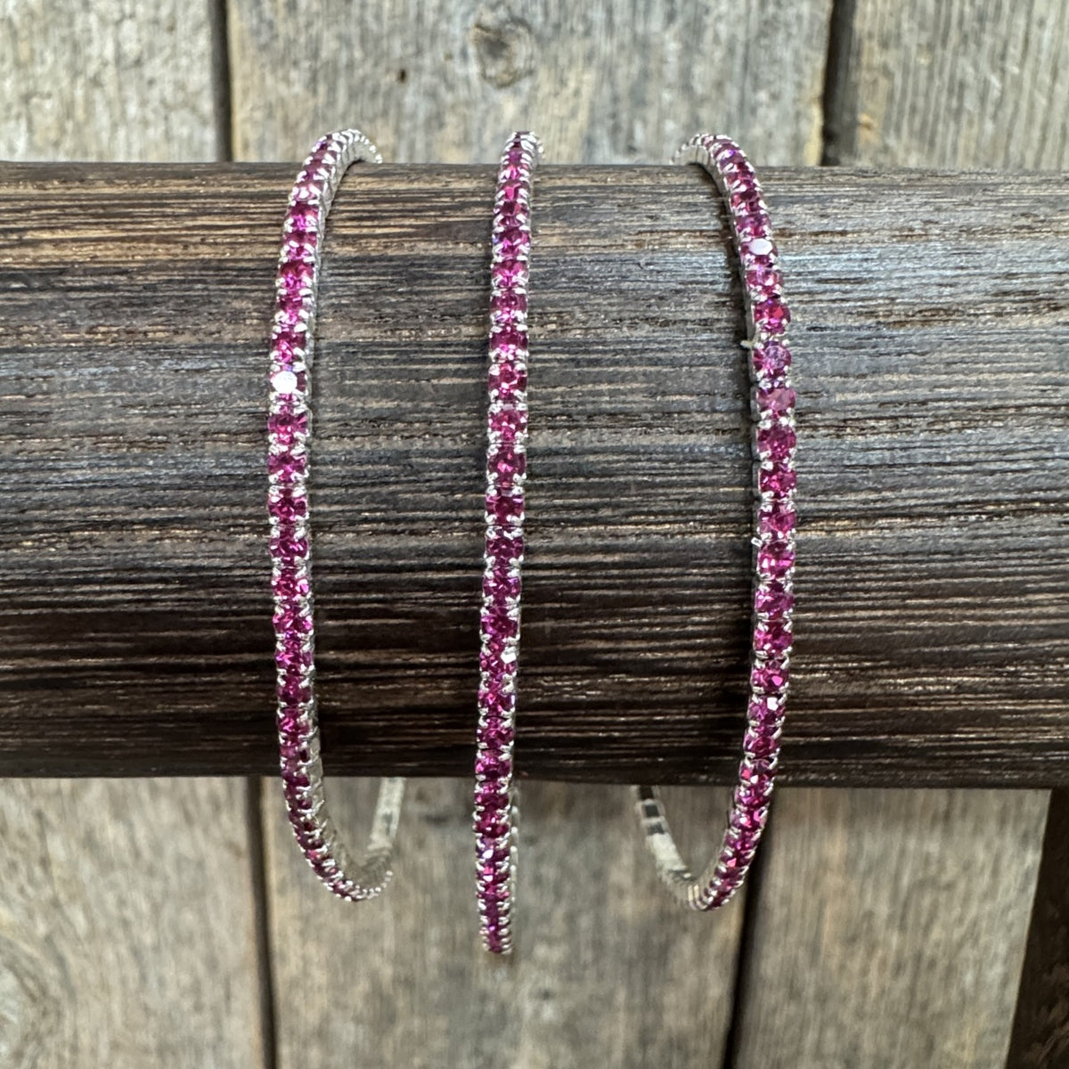 Fuchsia Rhinestone Western Fashion Bracelet 3 pcs Set