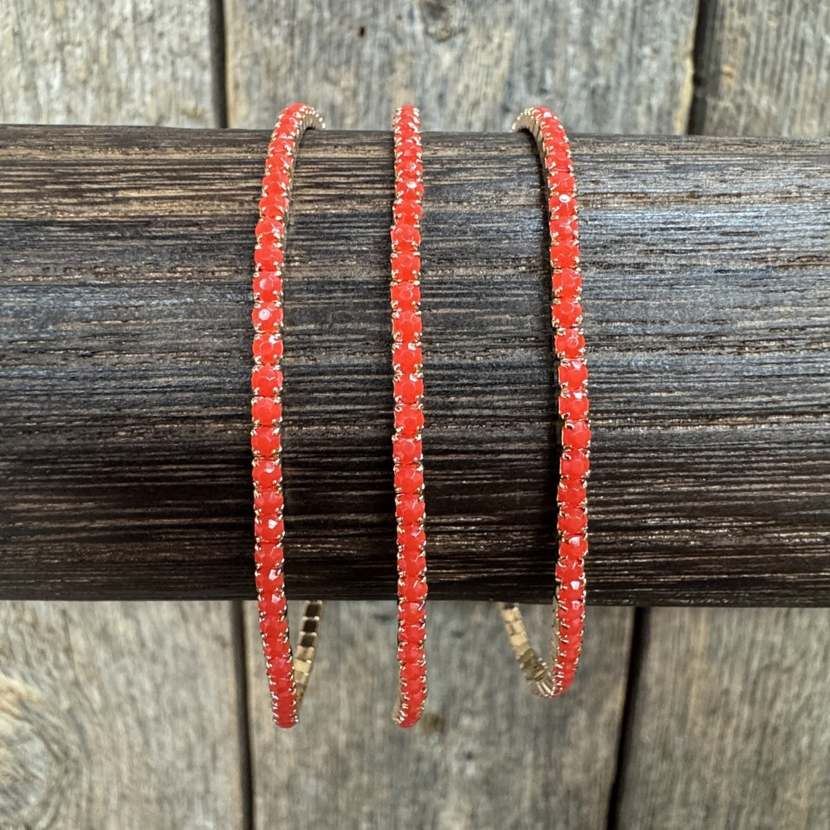 Red Rhinestone Western Fashion Bracelet 3 pcs Set