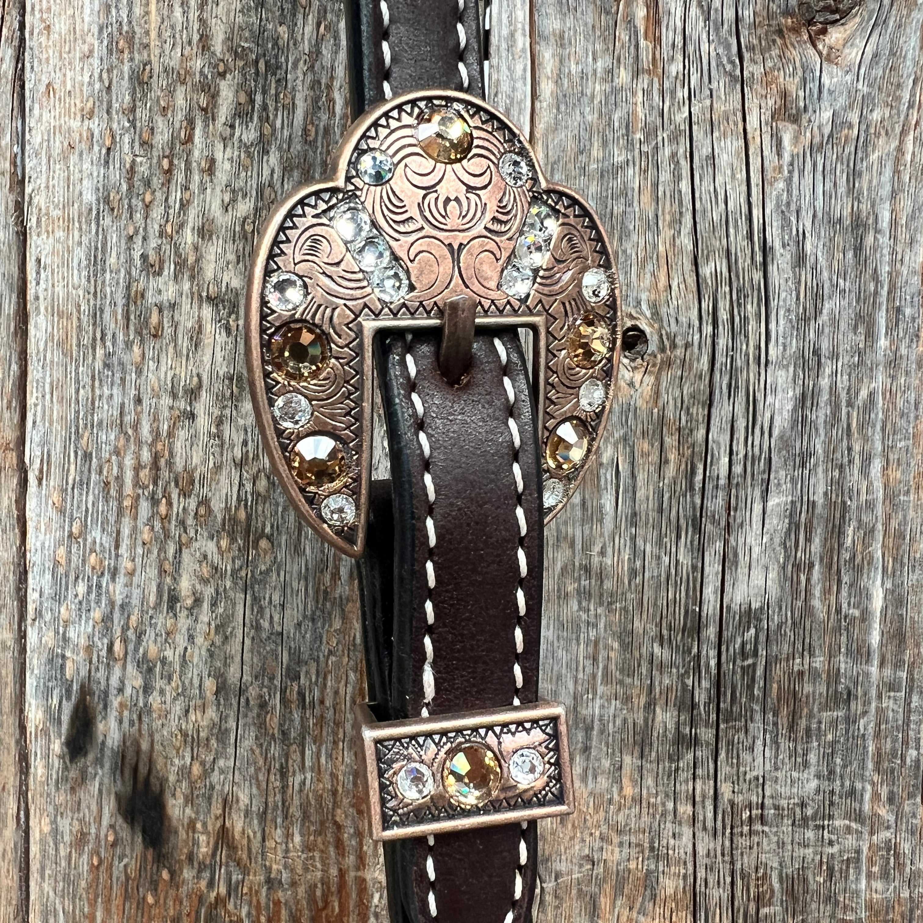 Flower Power Black - Champagne Browband/One Ear Headstall & Breastcollar Tack Set #BBBC605