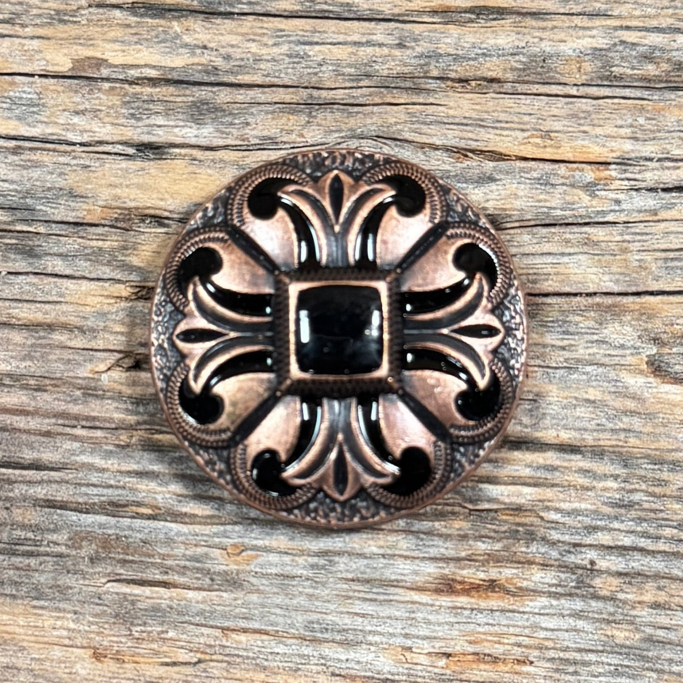 Copper Black Fleur De Lis Concho 1.25” W241L