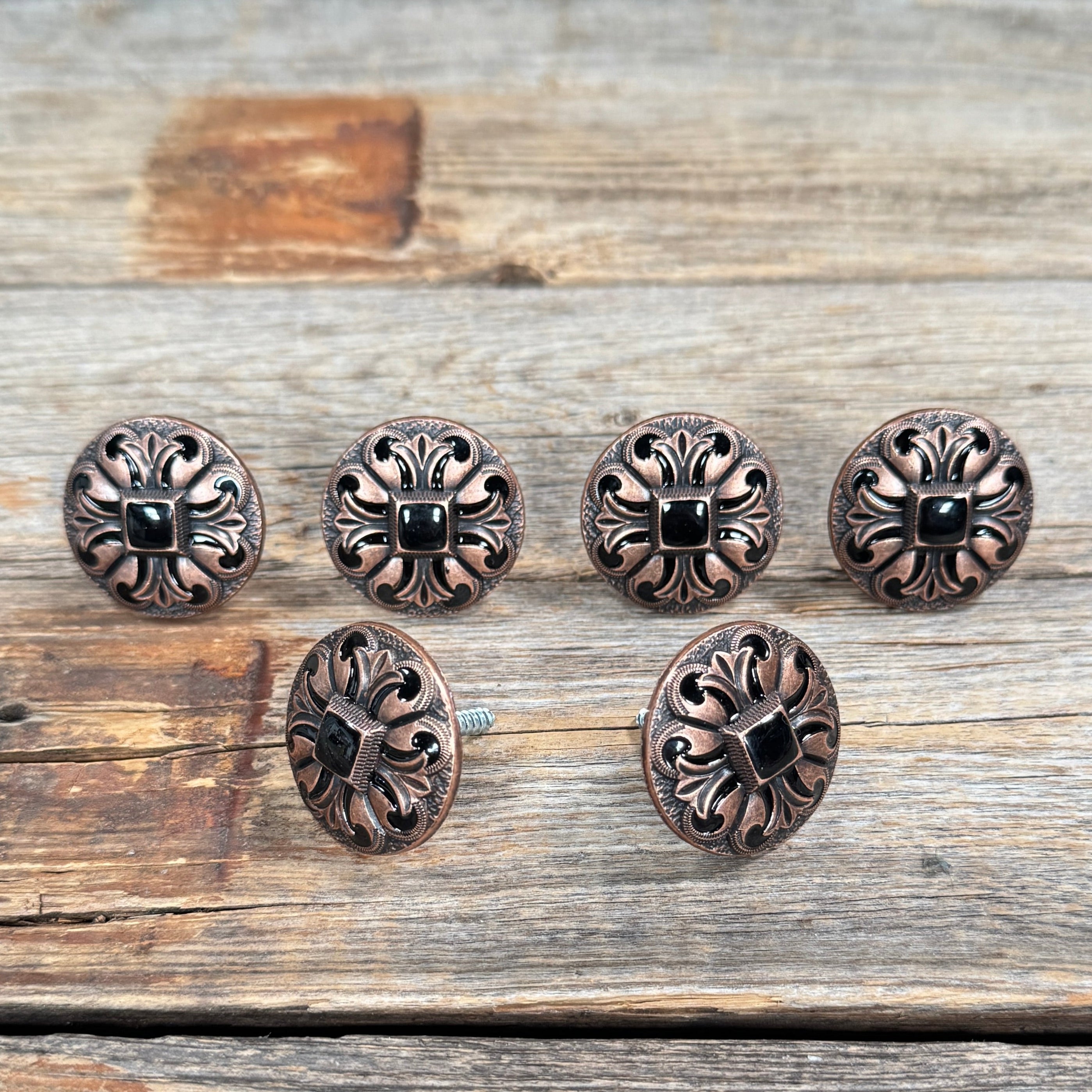 Copper Black Fleur De Lis Saddle Set SSW241