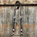 Dark Oil Basketweave Coral - Clear Browband/One Ear Tack Set  #BBBC606