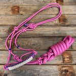 Pink Nylon Rope Halter with White and Blue