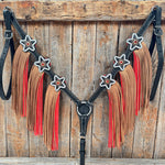 Black Basketweave Red and Copper One Ear Tack Set  #OEBC662