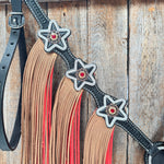 Black Basketweave Red and Copper One Ear Tack Set  #OEBC662