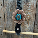 Black Basketweave Teal and Champagne One Ear Tack Set #OEBC532
