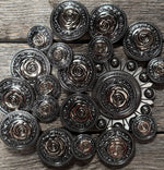 Antique Silver and Brass Rose Concho #W264