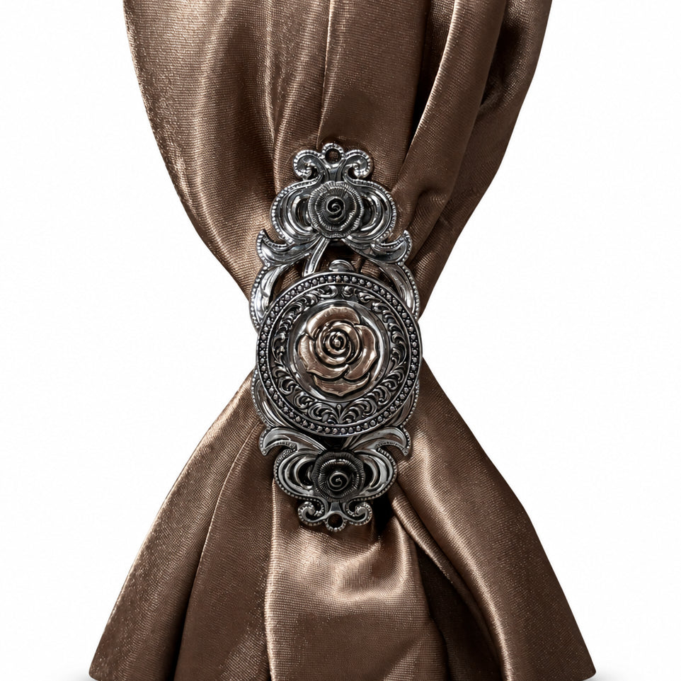 Antique Silver and Brass Rose Concho #W264