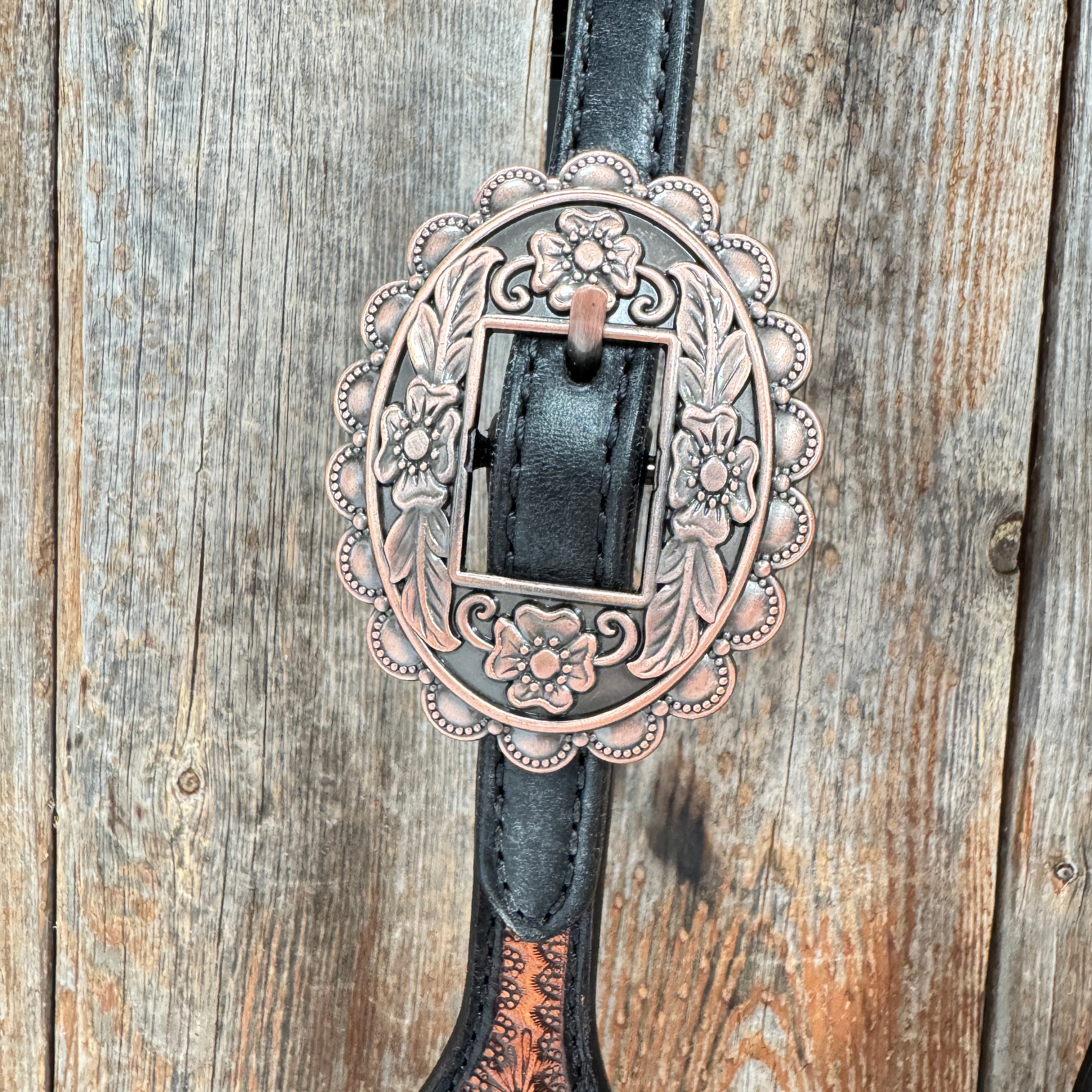 Teal Diamond and Black Fleur De Lis Browband / One Ear - Breastcollar Tack Set #BBBC658