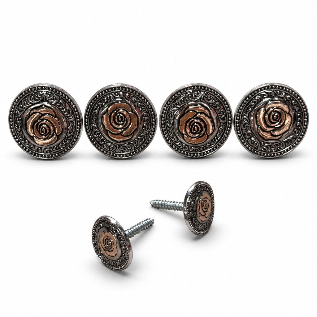 Antique Silver and Brass Rose Concho #W264