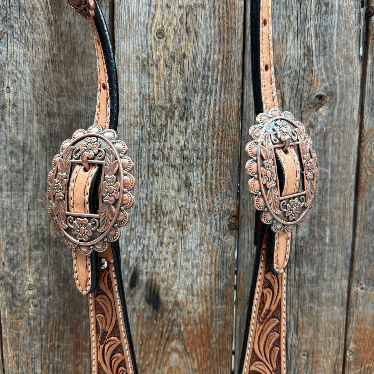 Light Oil Buckaroo Roper Copper and Turquoise One Ear & Breastcollar Tack Set #OEBC533