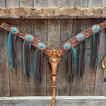 Light Oil Buckaroo Roper Copper and Turquoise One Ear & Breastcollar Tack Set #OEBC533