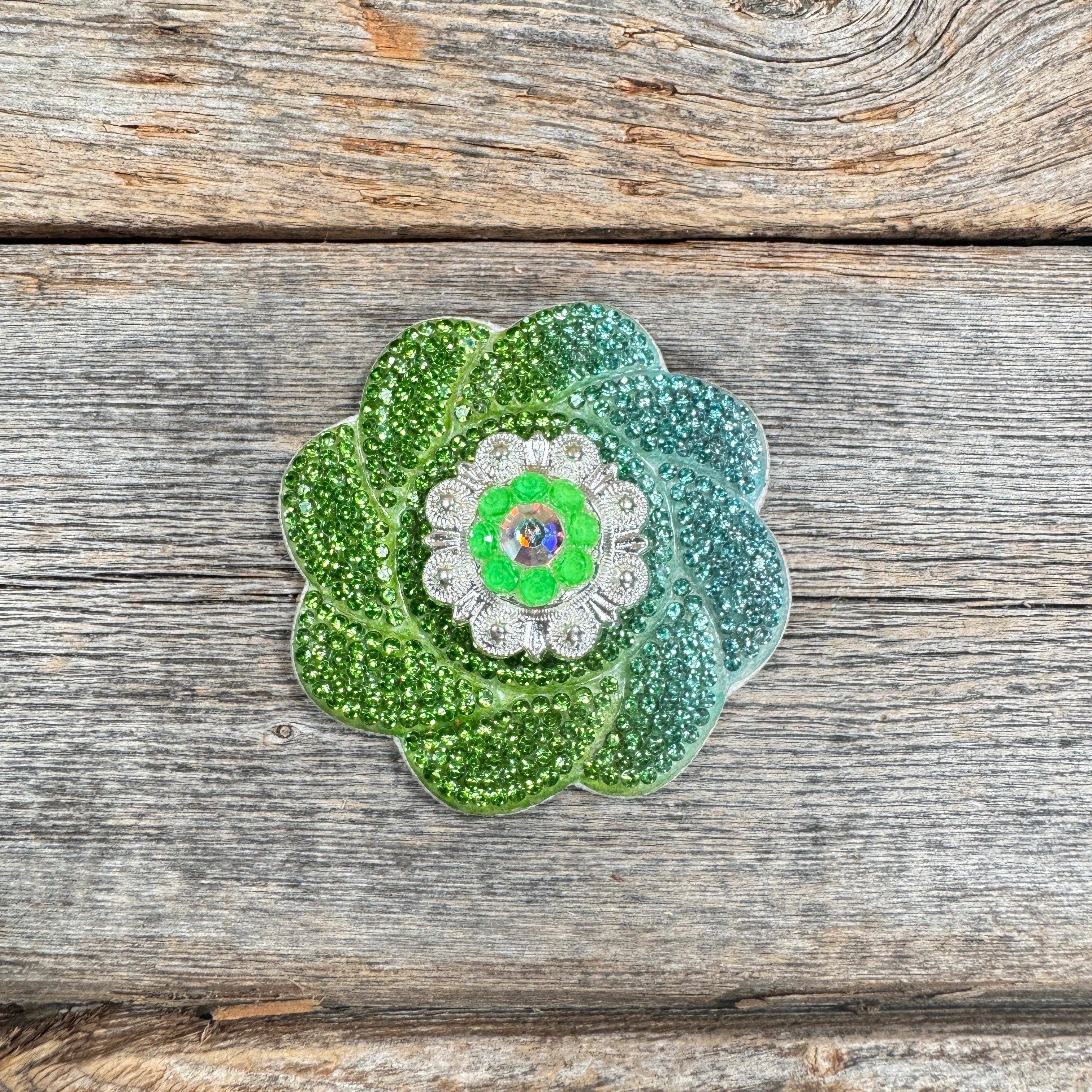 Blue and Green Flower Rhinestone Rosette - Assorted Conchos