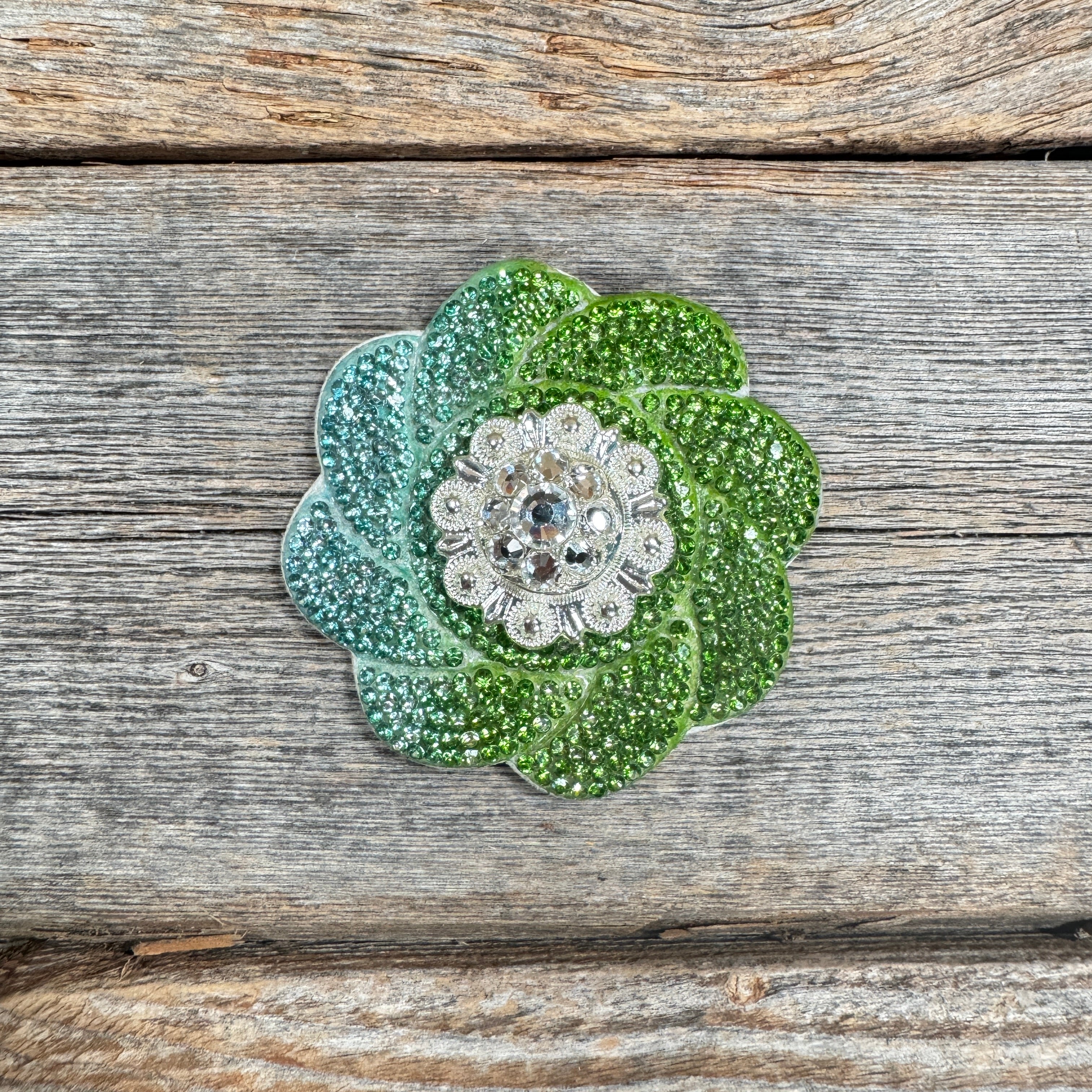 Blue and Green Flower Rhinestone Rosette - Assorted Conchos