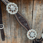 Dark Oil Floral Copper Dot Mixed Metal Tack Set | OEBC540