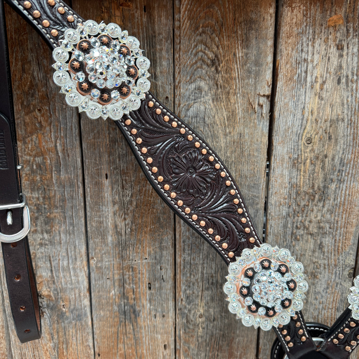 Dark Oil Floral Copper Dot Mixed Metal Tack Set | OEBC540