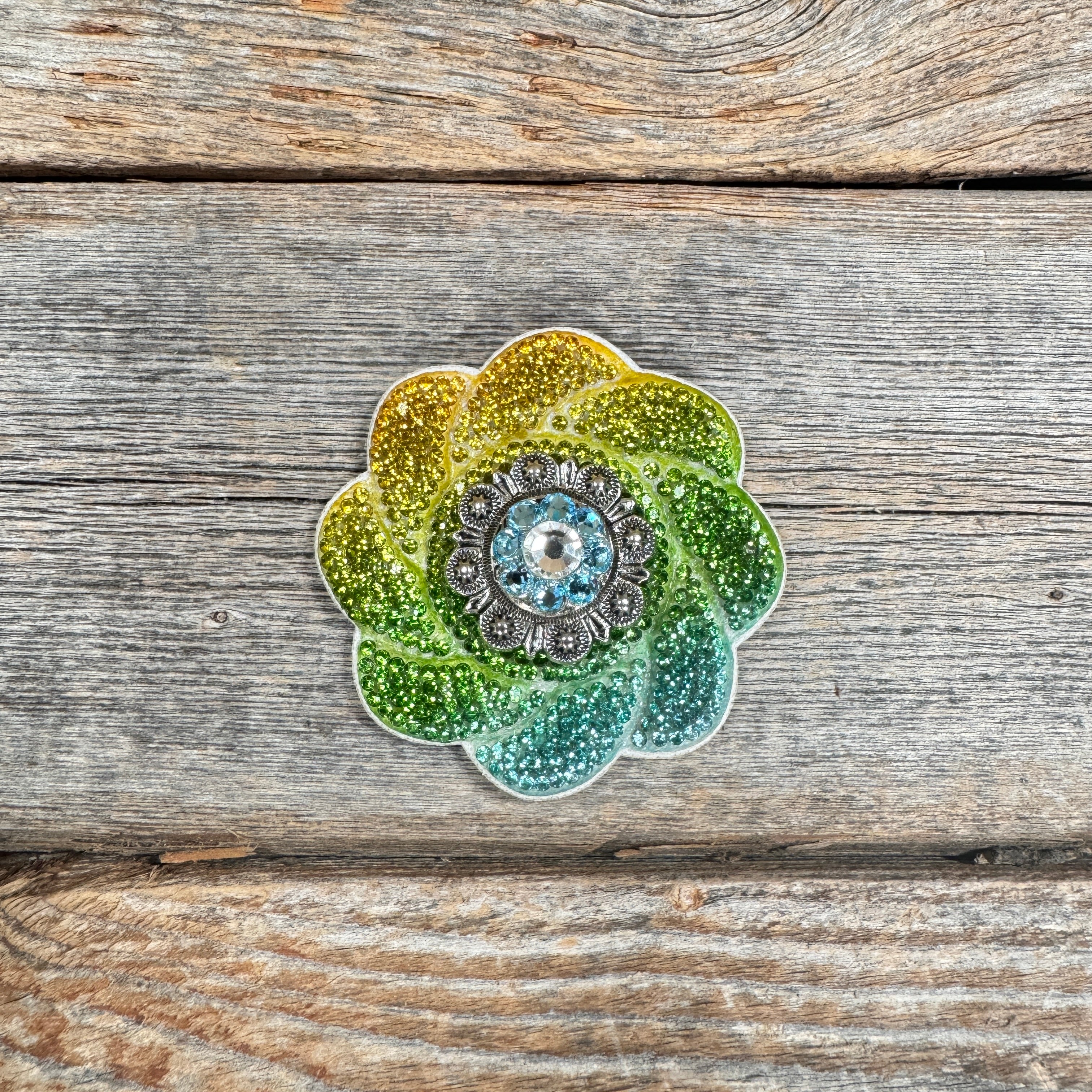 Triple Color Flower Rhinestone Rosette - Assorted Conchos