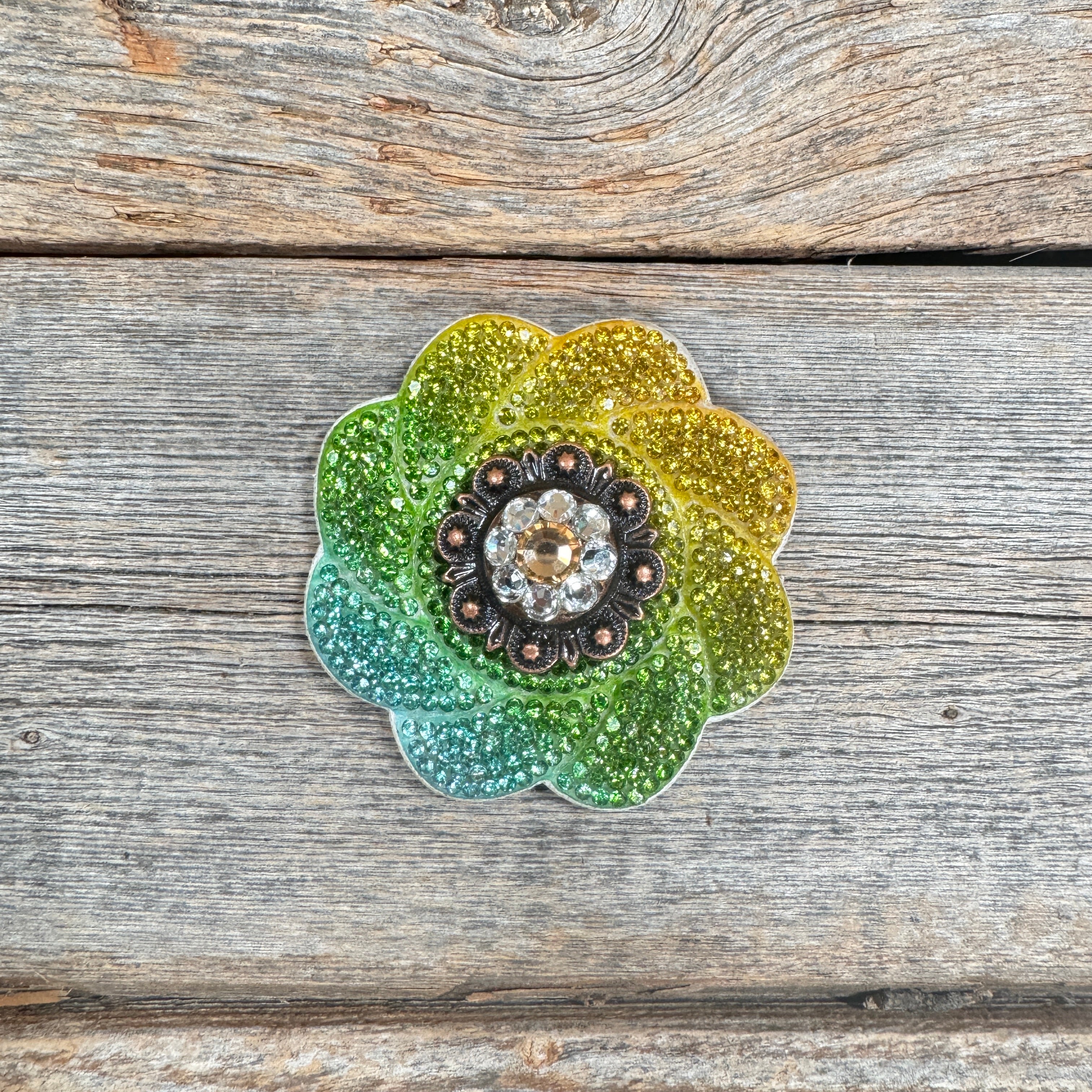 Triple Color Flower Rhinestone Rosette - Assorted Conchos