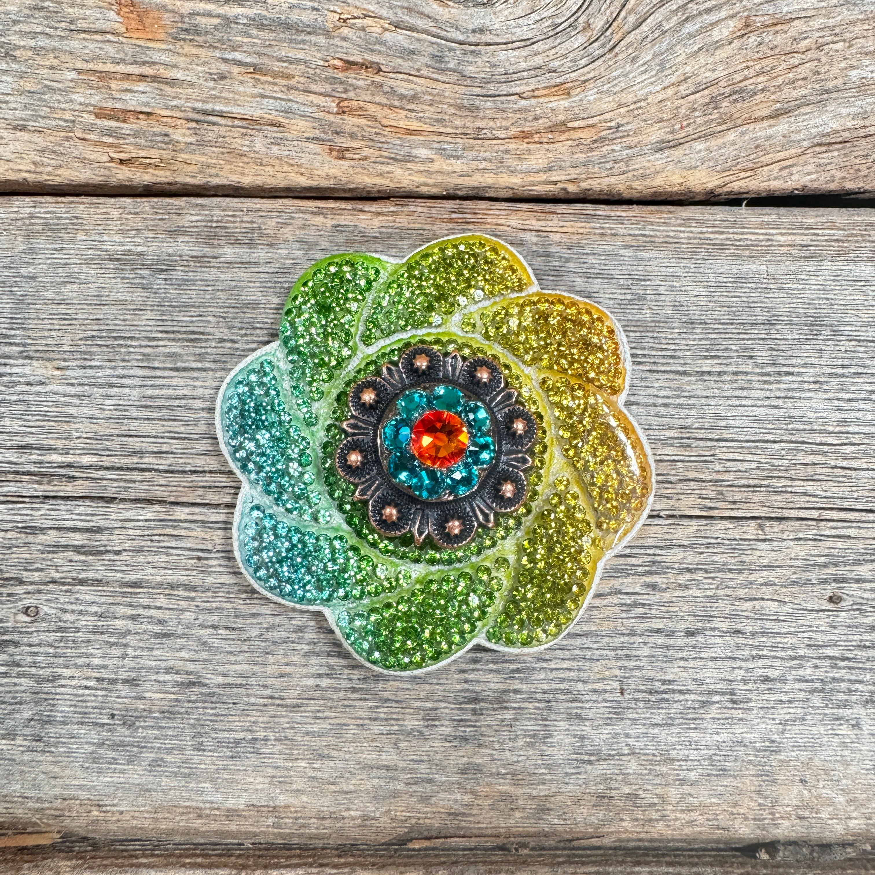 Triple Color Flower Rhinestone Rosette - Assorted Conchos
