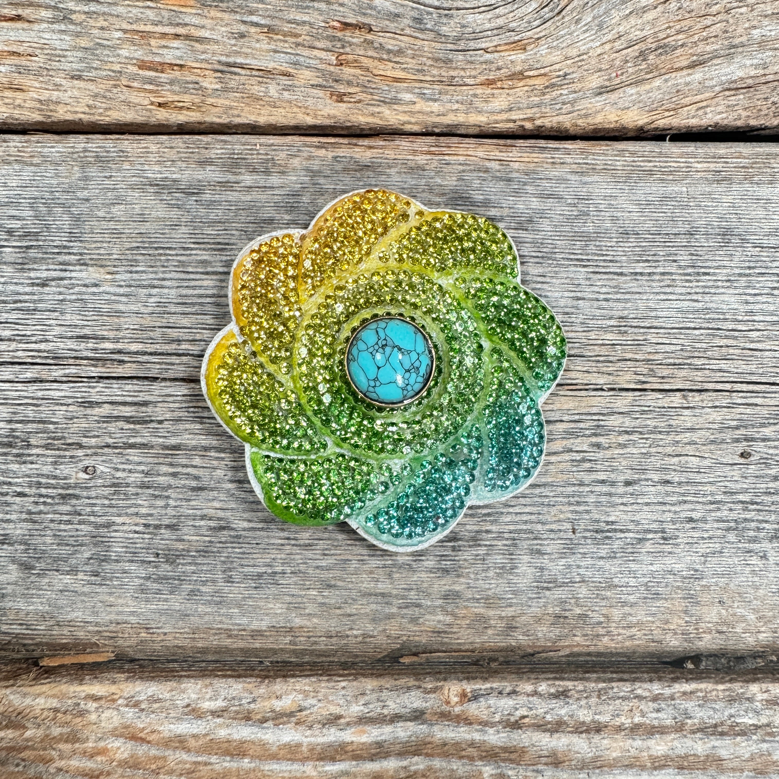 Triple Color Flower Rhinestone Rosette - Assorted Conchos