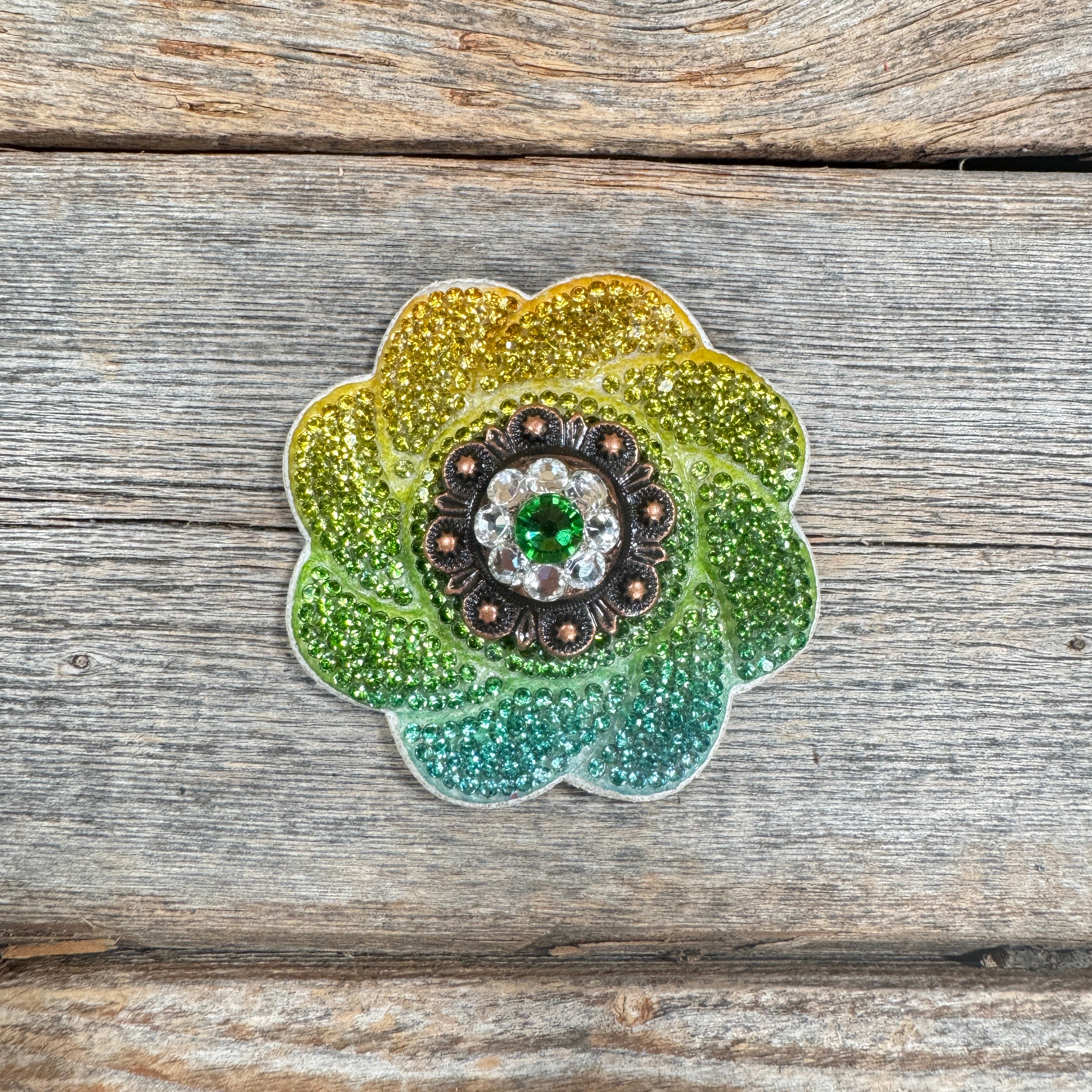 Triple Color Flower Rhinestone Rosette - Assorted Conchos