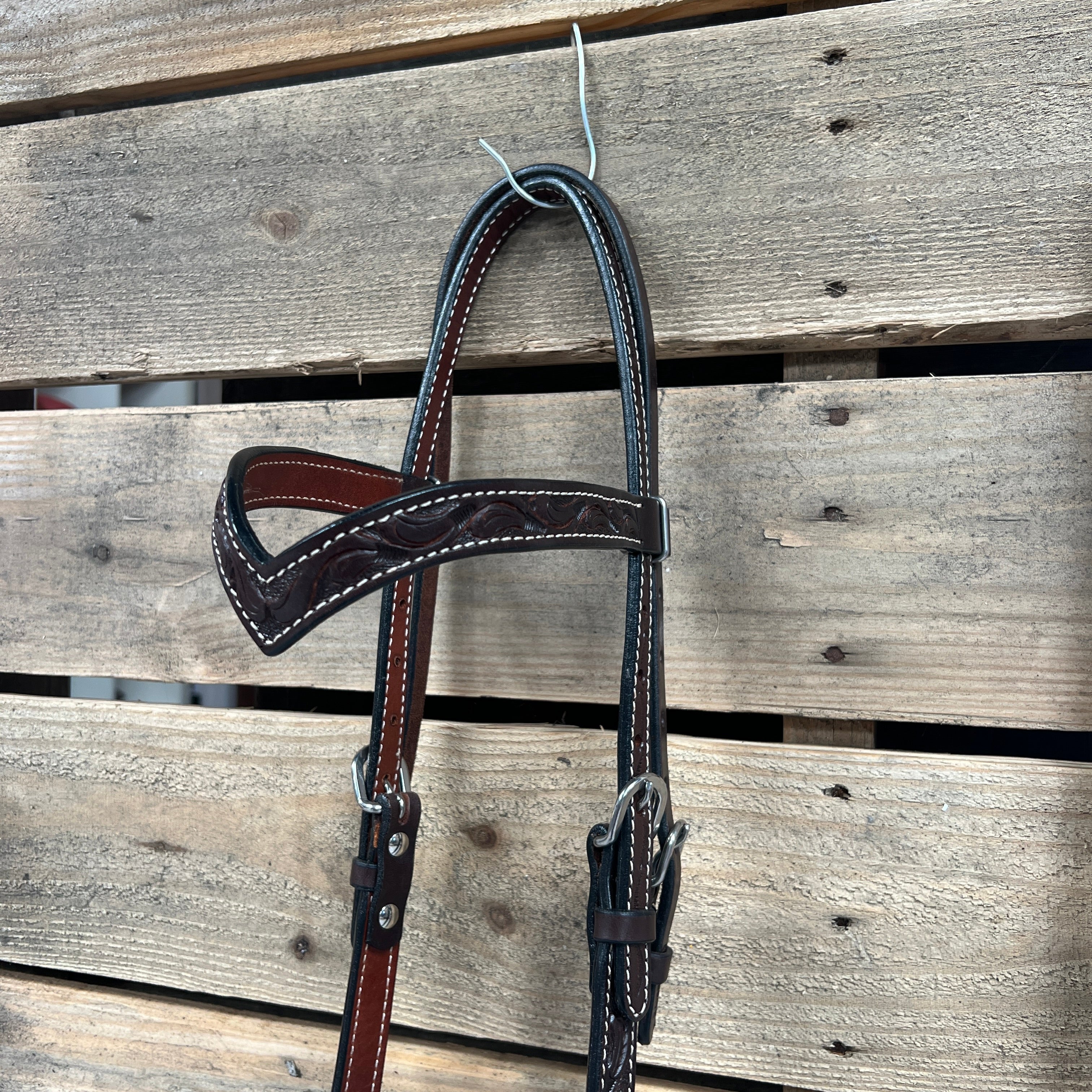 Dark Oil Floral V-Brow White Loping Hackamore #LHK029